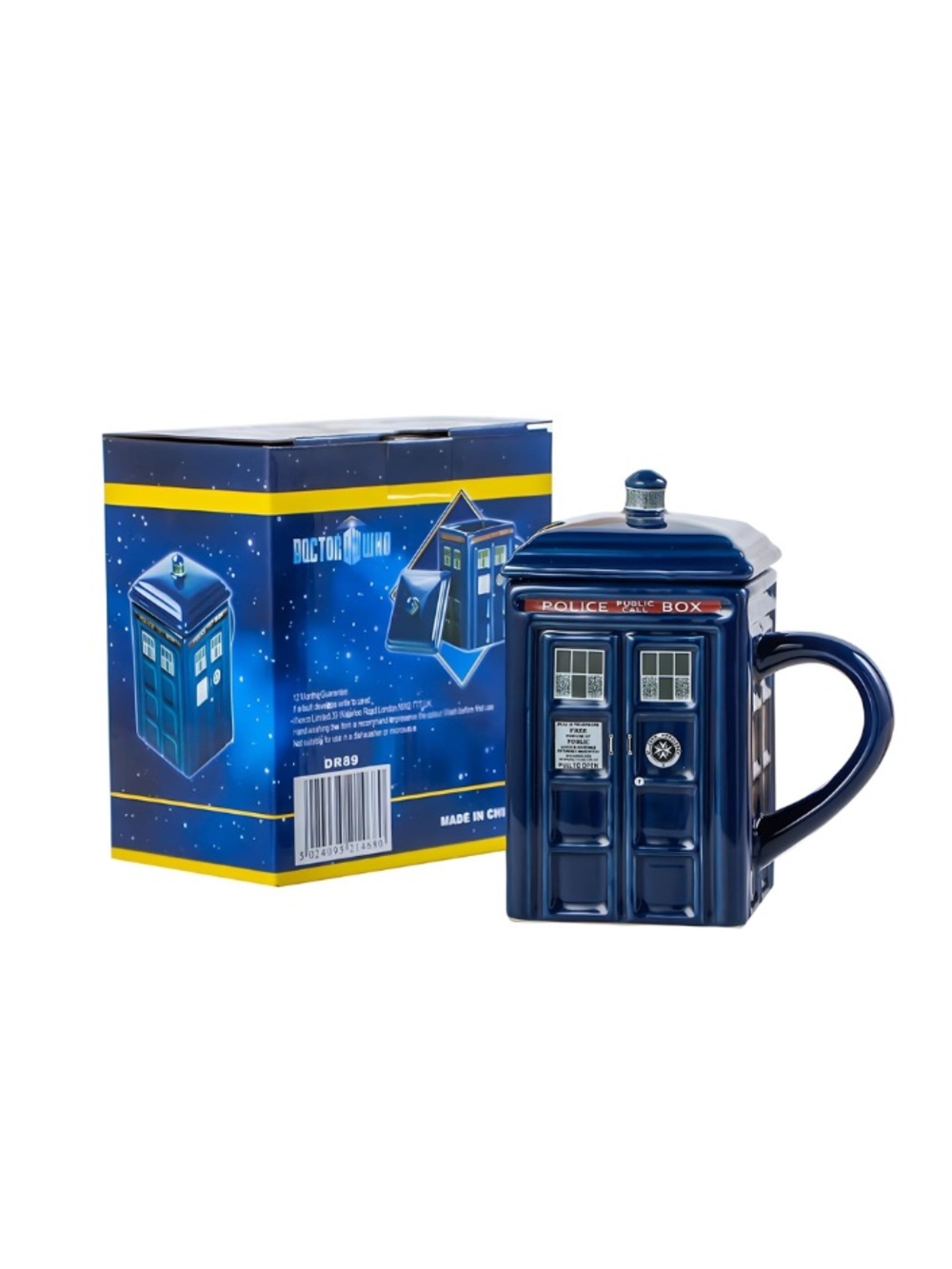 NEW Doctor Who TARDIS Ceramic Mug with Removable Lid - Blue